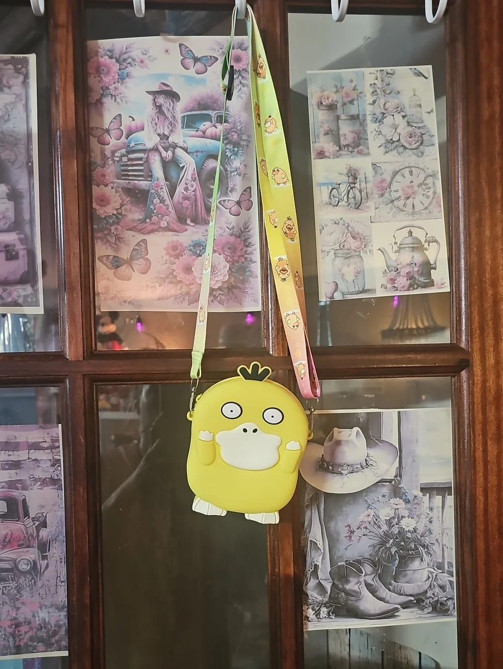 Cute Yellow Psyduck-Inspired Kids Crossbody Bag with Cartoon Strap